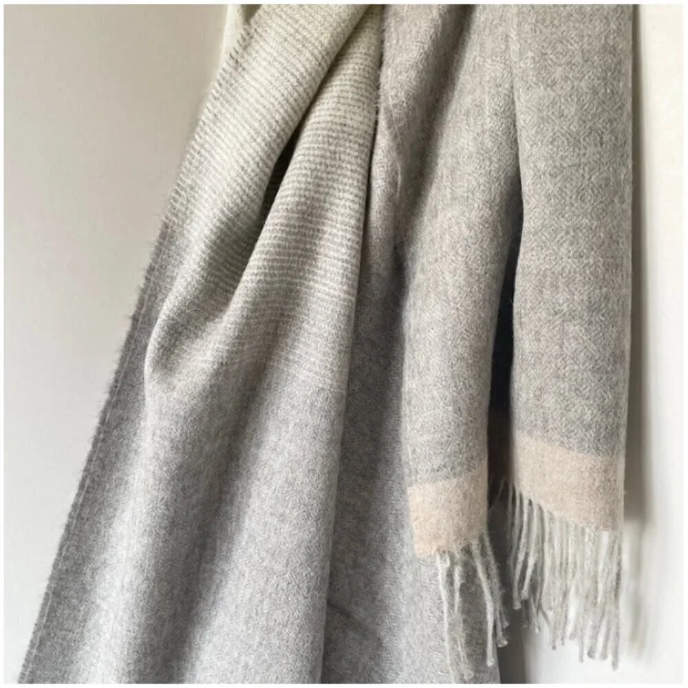 ARTZNL 100% Baby Alpaca ECO Throw Undyed Blanket Large Gray All Season Luxury